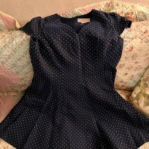 Elegant Navy Polka Dot Dress